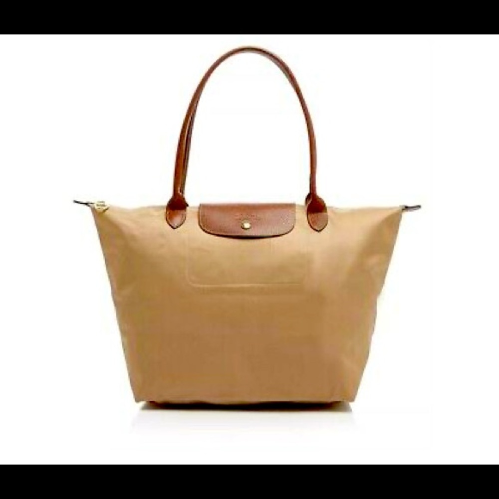 Longchamp LG Le Pliage shoulder tote Beige NWT